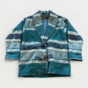 Vintage Eddie Bauer Wool Coat Womens M Southwestern Blanket‎ Barn Aztec Navajo